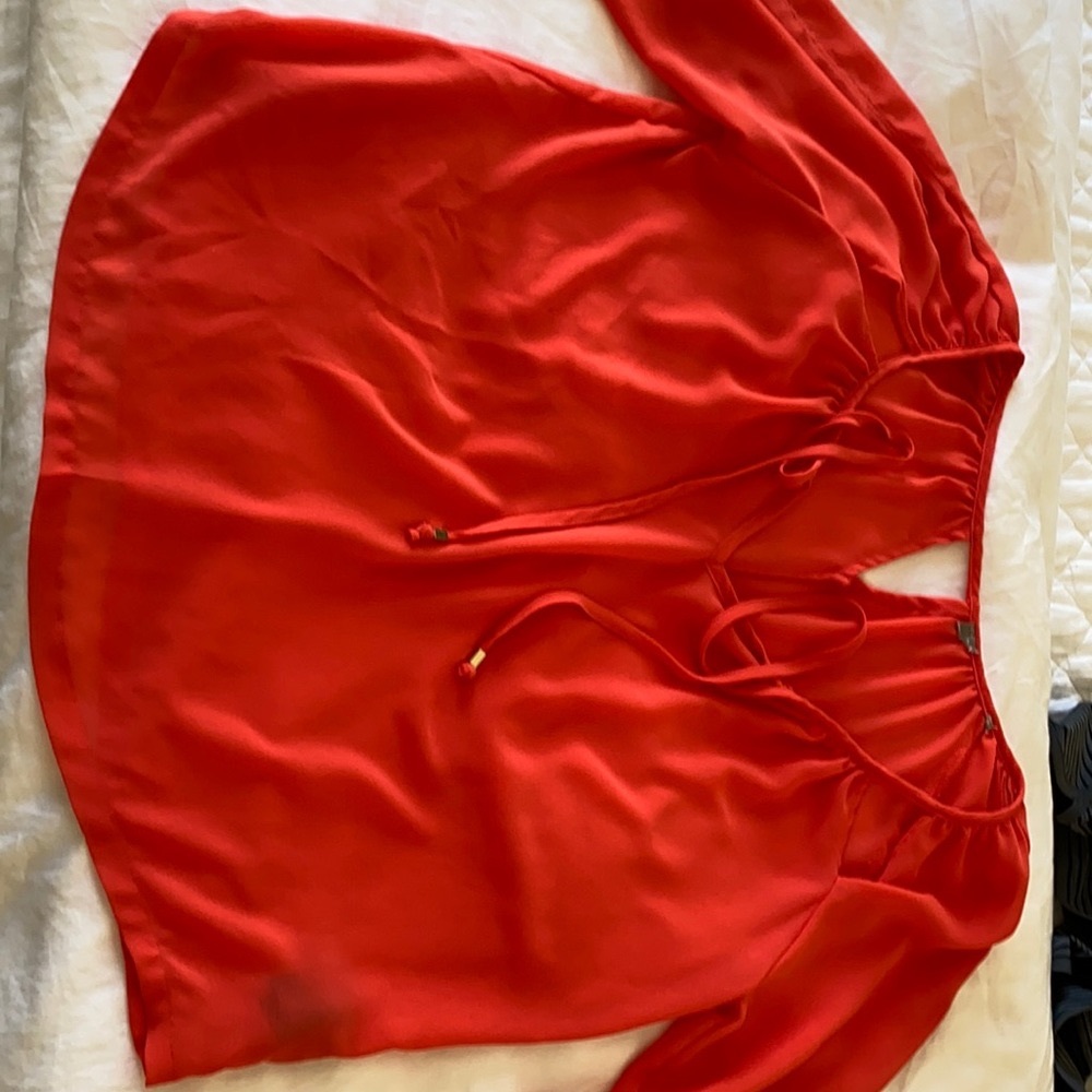 Summer red sheer shirt